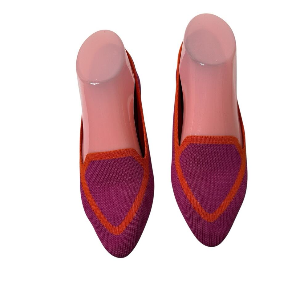 Birdies Womens The Blackbird Knit Flats 7 Shoes Pointed Toe Tropical Pink Orange